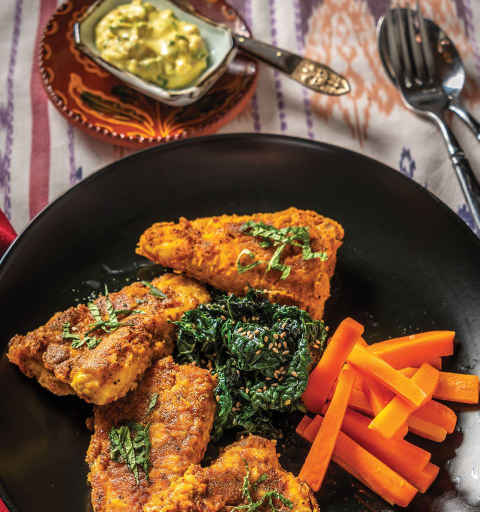 PanFried Catfish KeralaStyle with Indian Tartar Sauce from CastIron Cooking for Two 75 Quick