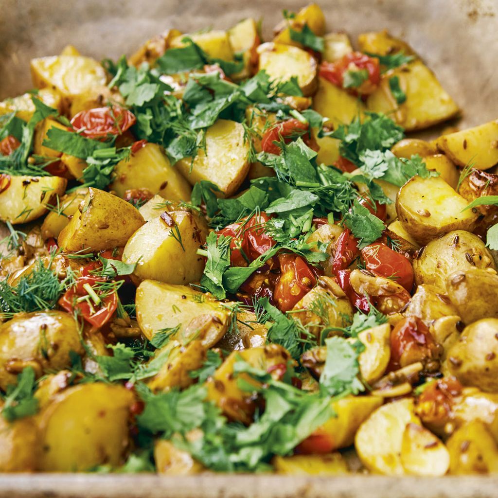 Spicy Roasted New Potatoes with Lemon & Herbs