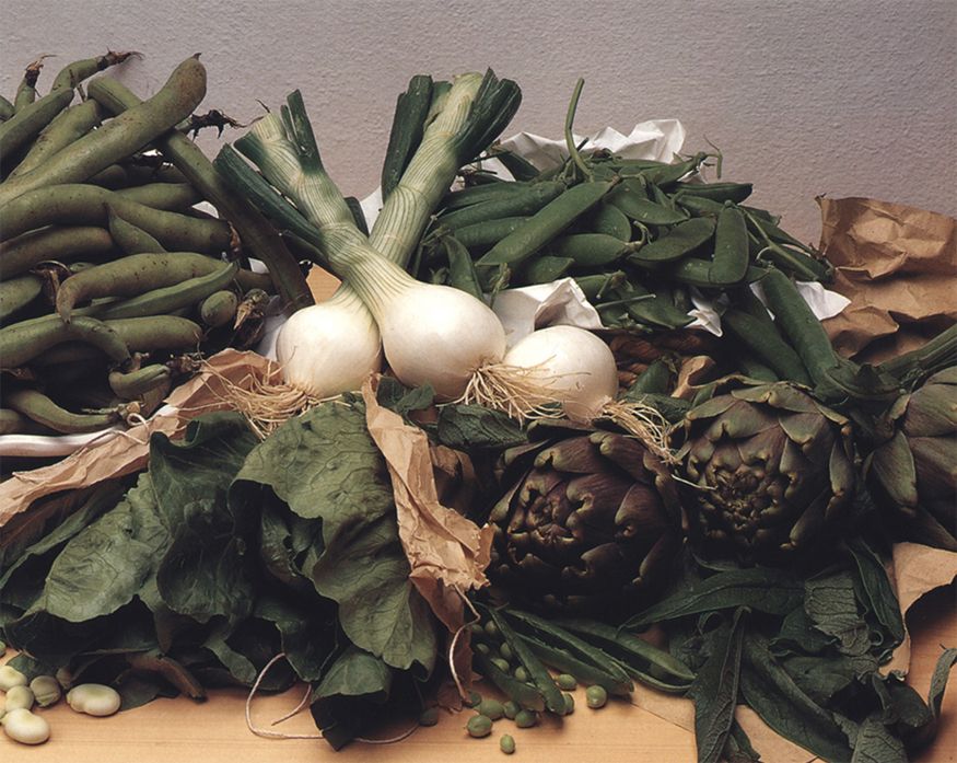 Roman Spring Vegetable Casserole with Artichokes, Peas, Fava Beans, and Romaine Lettuce from Marcella Cucina by Marcella Hazan