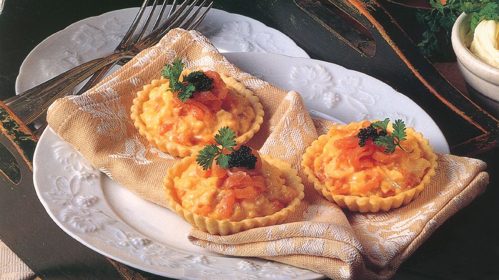 Scrambled egg and smoked salmon tartlets from Quiches & Pastries