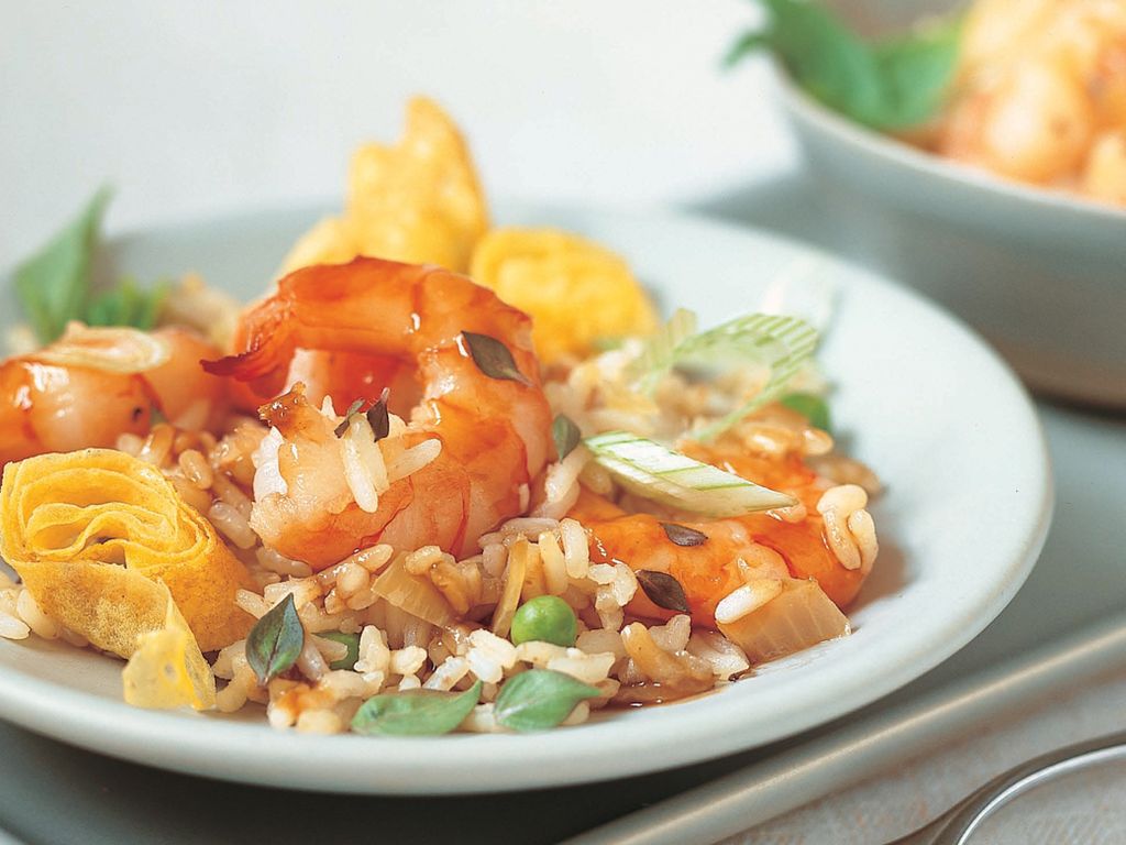 Fried Jasmine Rice with Prawns and Thai Basil