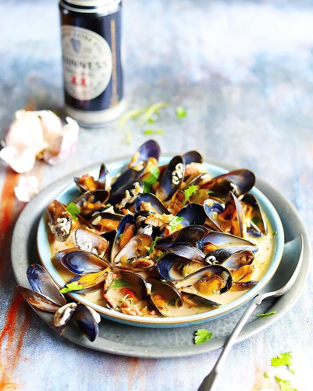 Mussels in Guinness from Around the World in 80 Dishes Classic Recipes